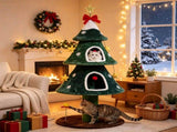 54 Christmas Cat Tree Tower, Holiday Tree Shaped Cat Furniture with 2 Washable Plush Condos, 00374784