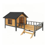 Outdoor Large Wooden Cabin House Style Wooden Dog Kennel with Porch W219P246168