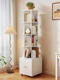 Rotating Bookshelf, 360 Degree Display 5 Tier Corner Bookshelf with Drawer for Small Space, Floor W2641P329223