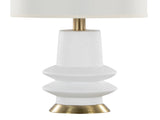 Lloyd 26" Contemporary Polyresin Table Lamp in Sanded Matte White Polyresin, Modern Brass and White B202P224003