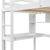 ZNTS Twin Size Loft Bed with desk and shelves, Safety Guardrail and ladder,White W504P181854