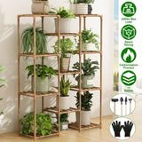 ZNTS Multi-tier Wooden Plant Stand 11 Potted Flower Display Shelf Rack Vase Holder for Patio Balcony 57384920