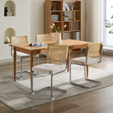 Mid Century Modern Dining Chairs Set of 2, Velvet Accent Chairs with Natural Cane Back & Stainless 64962854