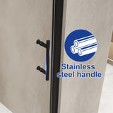 34"x 72" Pivot Shower Door, Matte Black Aluminum Frame, Half Frame ,1/4" Tempered Glass W1675P295822