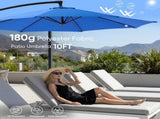 Outdoor Patio Umbrella, 10ft Offset Hanging Patio Umbrella with Aluminum Stand, 8 Ribs, UV 25483134