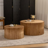 Vintage Fashion Style Cylindrical Nesting Coffee Table Set with Vertical Textured Embossed Design W757P195740
