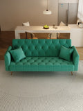 71 inch convertible love seat sofa, American retro green velvet, suitable for small living room, W165880949
