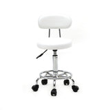 ZNTS Round Shape Adjustable Salon Stool with Back and Line White 46930452