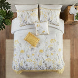 5 Piece Seersucker Comforter Set with Throw Pillows Yellow King/Cal King B035P148357