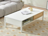 40.16" Rattan Coffee table, sliding door for storage, metal legs, Modern table for living room , W1265121740