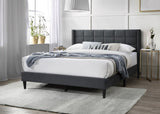 ZNTS Elegant Modern Charcoal Brushed Linen 1pc Queen Size Bed Upholstered Box Design Headboard Bedframe B011P238937