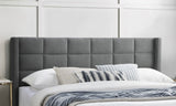 ZNTS Elegant Modern Gray Brushed Linen 1pc Queen Size Bed Upholstered Box Design Headboard Bedframe B011P238938