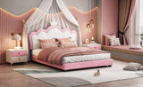 ZNTS Full size Upholstered Princess Bed With Crown Headboard,Full Size Platform Bed with Headboard and WF303337AAH