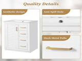 24" Bathroom Vanity with Integrated Ceramic, Bathroom Cabinet with 1 Door, 3 Drawers, Single N710P341038K