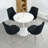 Modern simple velvet black dining chair home bedroom stool back dressing chair student desk chair W210115307