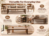40 Inch Dining Bench, Solid Rubber Wood Frame with Hand-Woven Paper Rope 93350034
