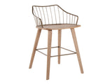Fixed-Height Barstool in Whitewashed Wood and Antique Copper Metal with Square Antique Copper Metal B202P471174