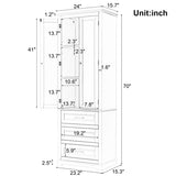 Tall Storage Cabinet with Three Drawers for Bathroom/Office, Grey WF299282AAE