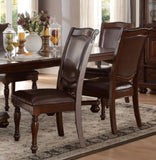 ZNTS Traditional Dining Wooden Side Chairs Set of 2 Brown Cherry Finish Faux Leather Upholstery Home B01149812