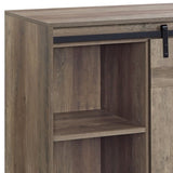 Grey Washed TV Stand with 2 Sliding Barn Doors B062P209411