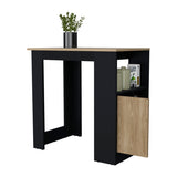 FM FURNITURE Arial Kitchen island in melamine with a door and open storage, black/natural oak B128P217896