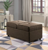 ZNTS Brown Color Stylish 1pc Storage Ottoman Convertible Chair Foam Cushioned Fabric Upholstered Solid B01166424