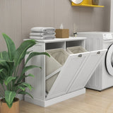 Two-Compartment Tilt-Out Laundry Sorter Cabinet-White W112049950