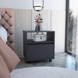 Austin Nightstand , End Table, Side Table Casters, Single Drawer-Black B20092130