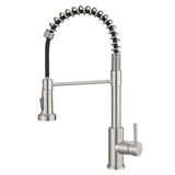Kitchen Faucet with Pull Down Sprayer Brushed Nickel Stainless Steel Single Handle Pull Out Spring W1932P224854