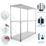 3 Tier Wire Shelving Unit, 1050 LBS NSF Height Adjustable Metal Garage Shelves, Heavy Duty W155091055