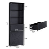 3-Layer 1 Drawer 2 Doors Double Z Shape Melamine Board 60*23.5*180cm Display Cabinet Black 55368679