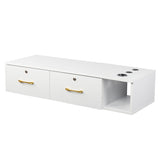 15mm E0 particleboard linen two draw three holes with lock salon cabinet white 85364125