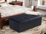 30 Inch Folding Ottoman With Storage Bench, Bedside Storage Bench With Leather Top Cover and 19727612