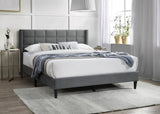 ZNTS Elegant Modern Gray Brushed Linen 1pc Queen Size Bed Upholstered Box Design Headboard Bedframe B011P238938