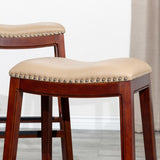 30" Bar Stool, Cherry Finish, Bone Leather Seat B04660608