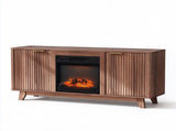 Walnut Cabinet with Gold Handles, 147.32*34.5*81.3cm, Embossed MDF with Melamine Foil, Double Grille 27492167