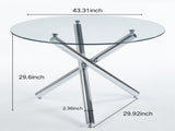Chrome Dining Table with metal leg and glass,Modern Space Saving Kitchen Table for Living W234P311862