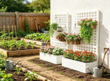 White 35"x16"x70" Galvanized Raised Garden Bed Planter Box with Trellis for Climbing Vegetables & 18314678