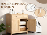 Natural wood color, particleboard with melamine veneer, 60*30*80cm, double doors, single drawer, 45169395