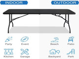 6 Foot Folding Table,Fold-in-Half Plastic Table,Indoor Outdoor Picnic Party Dining Camp Tables,Black 51841094