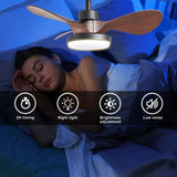24" Black small Ceiling Fan with Light remote control ,Modern Low Profile Ceiling Fan, 6-Speeds W2352P224344