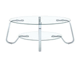 Minimalist style metal frame double-layer tempered glass coffee table, size 31.5 * 31.5 * 17.7 80572019