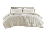 2 Pieces Twin Cable Knit Chenille Comforter Set,Ivory B035P381299