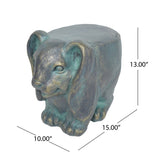 Rabbit Garden Stool, Lightweight Concrete, Gold Patina Finish, No Assembly Required N765P285189G