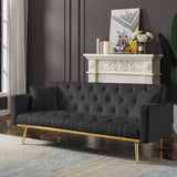 BLACK Convertible Folding Futon Sofa Bed , Sleeper Sofa Couch for Compact Living Space. W58842966