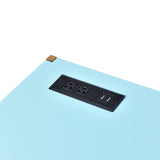 Rectangular Writing Desk with USB Port, Baby Blue and Gold B016P326059