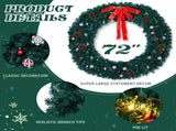 72in Pre-lit Christmas Wreath, Lighted Artificial Xmas Wreath with 300 Warm White Lights and 1200 97320150