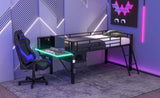Gaming mid loft bed with desk, LED, Twin, Black 90531759