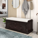 Storage Bench with 4 Doors and Adjustable Shelves, Shoe Bench with Removable Cushion for Living 59969562