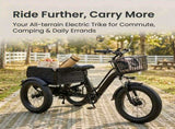 Electric Tricycle for Adults, Peak 1200W Step-Thru Etrike with 48V 13Ah Removable Battery,20"4.0" T6689P601001